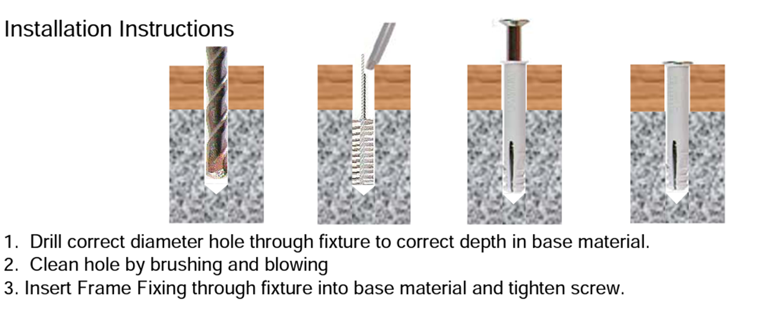 8mm, 10mm, Frame Fixing, Plug and Screw, Countersunk, Pozi, Zinc. Frame Fixing 8mm, 10mm, Frame Fixing, Plug and Screw, Countersunk, Pozi, Zinc. Nylon Frame Fixing